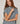 Pull long col montant manches courtes chiné - Bleu