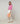 Pull col rond tricolore en laine mérinos - Rose Bonbon