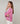 Pull col rond tricolore en laine mérinos - Rose Bonbon