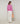 Pull col rond tricolore en laine mérinos - Rose Bonbon