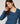 Asymmetrical neckline merino wool sweater - Denim Blue